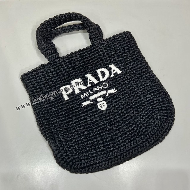 Prada專櫃新款小號纖維托特包 1BG422 普拉達拉菲草編制手袋女款手提包 csp1110